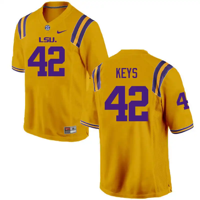 Men's LSU Tigers Davhon Keys #42 Gold NCAA Football Jersey